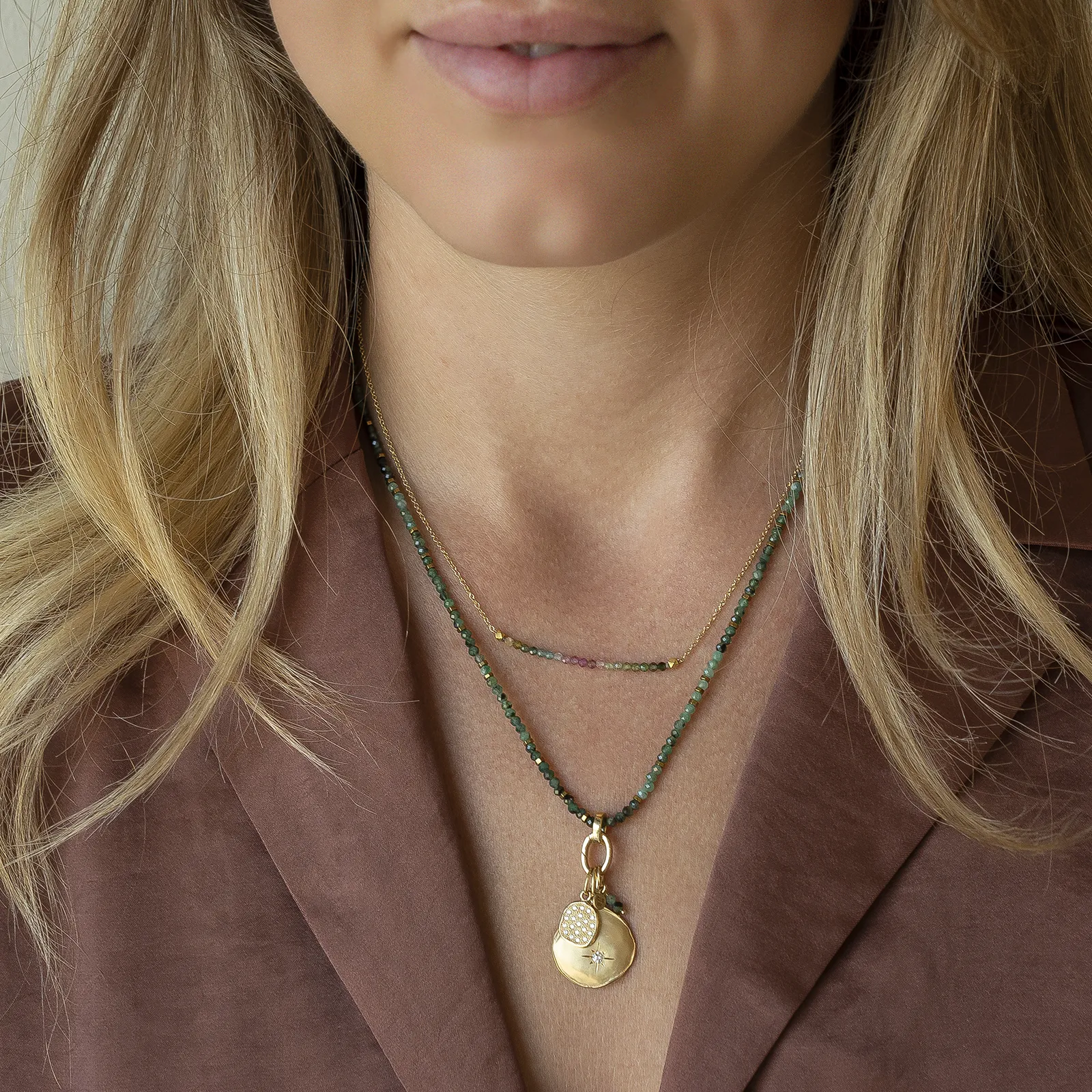 Gemstone Charm Clasp Necklace