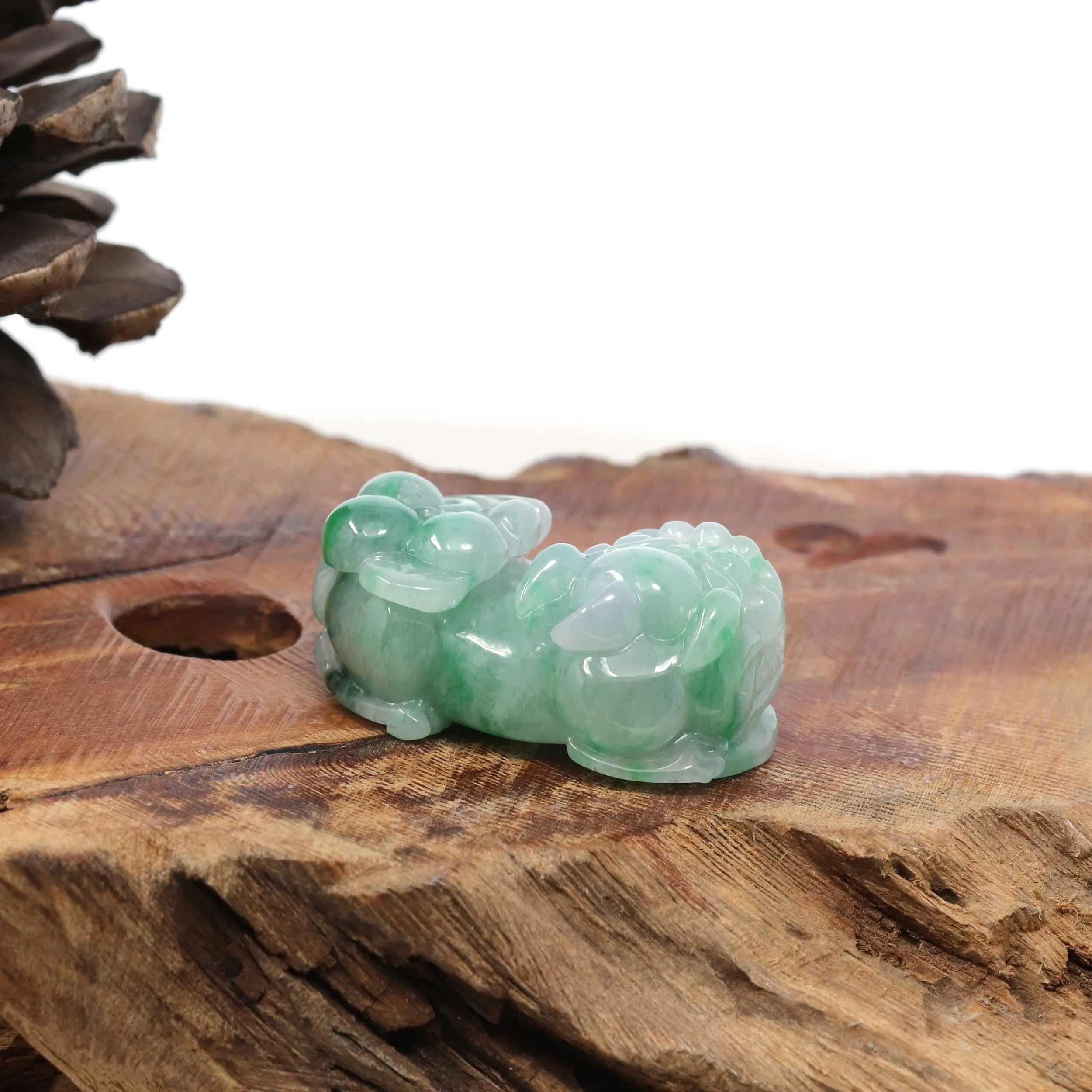 Genuine Burmese Ice Lavender Green Jadeite Jade PiXiu Pendant Necklace
