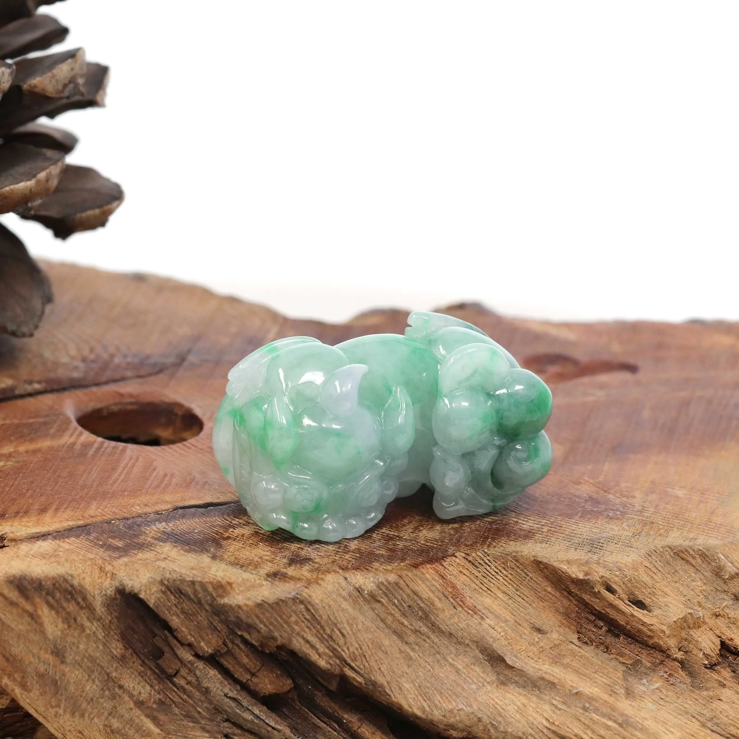 Genuine Burmese Ice Lavender Green Jadeite Jade PiXiu Pendant Necklace