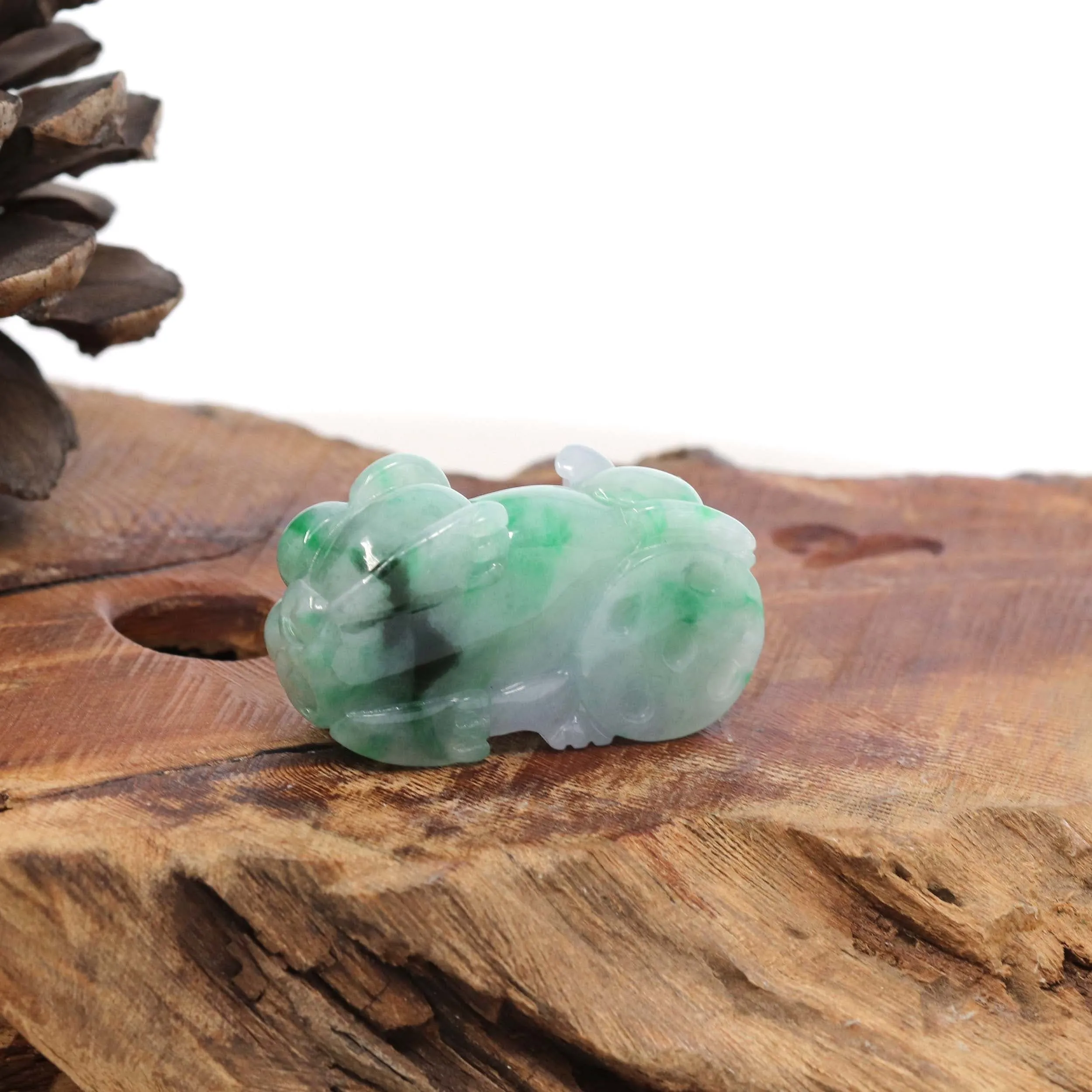 Genuine Burmese Ice Lavender Green Jadeite Jade PiXiu Pendant Necklace