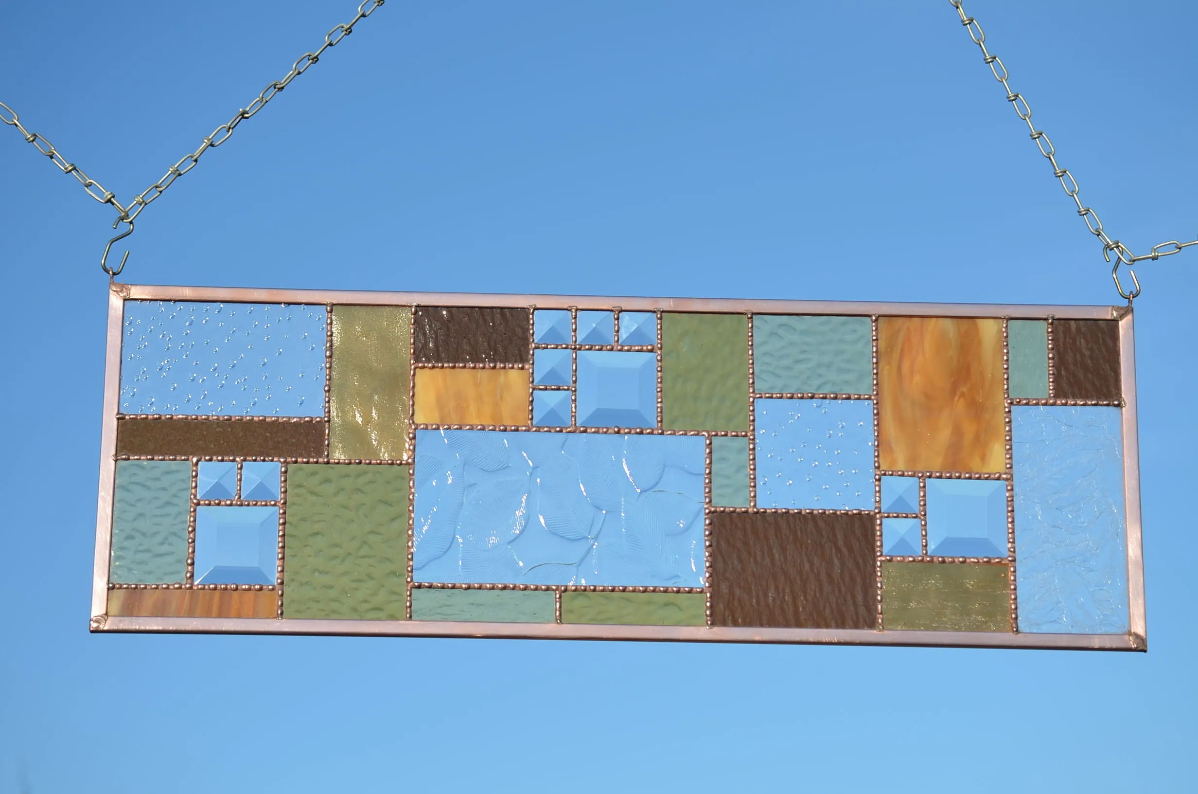 Geometric Stained Glass Panel -for Home Decoration.   "Autumn Beauty"