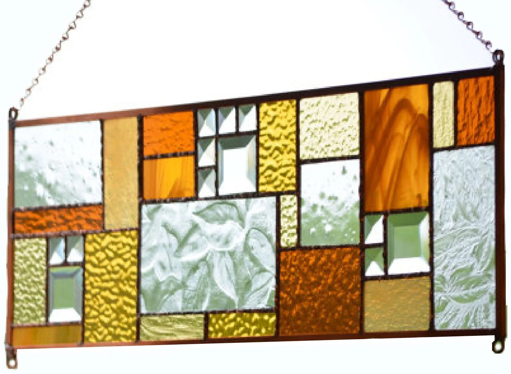 Geometric Stained Glass Panel -for Home Decoration.   "Autumn Beauty"