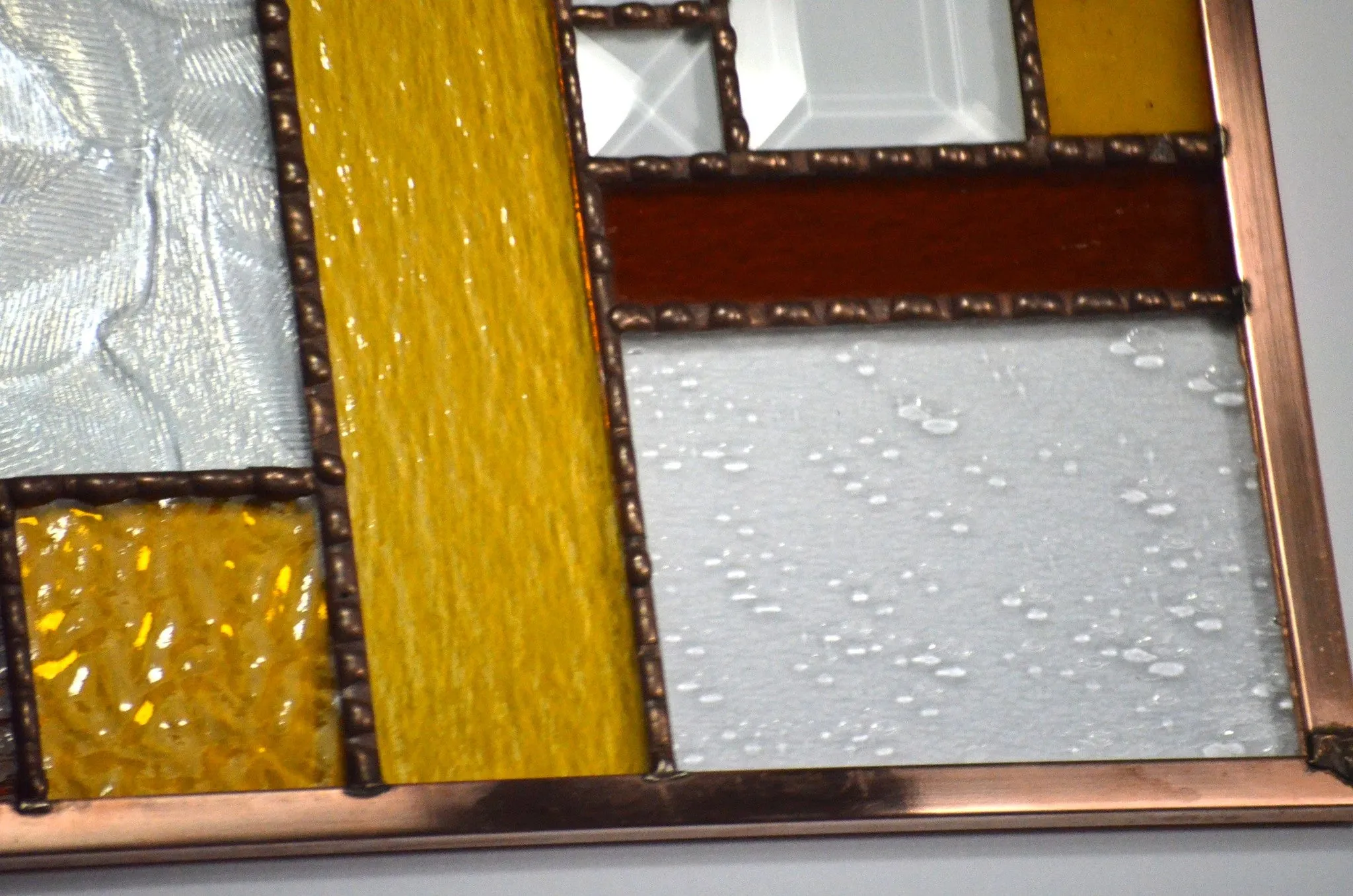 Geometric Stained Glass Panel -for Home Decoration.   "Autumn Beauty"