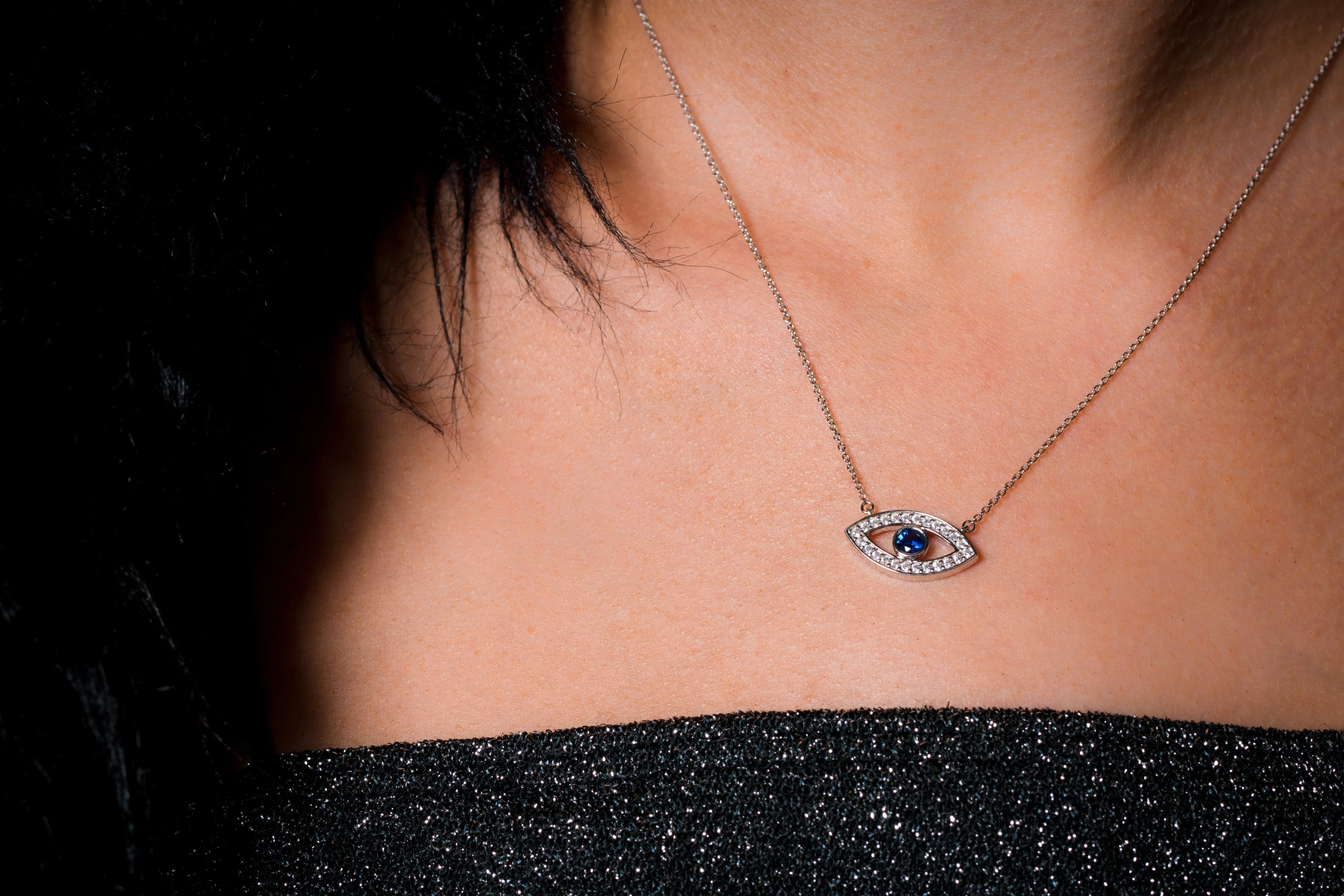 GEORGINI EVIL EYE PENDANT NECKLACE SILVER