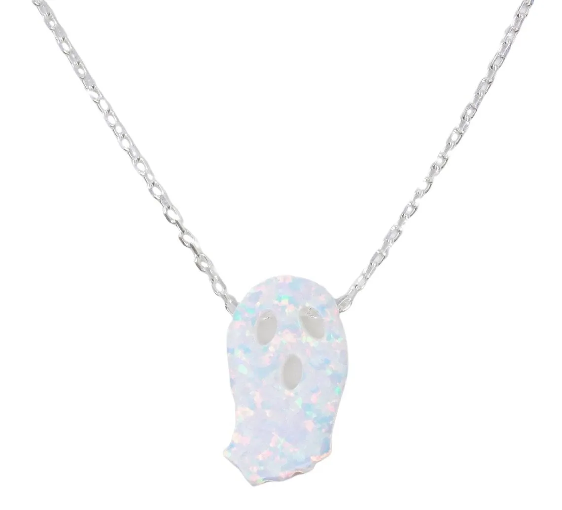 Ghost Necklace, Phantom Opal Charm Sterling Silver Necklace
