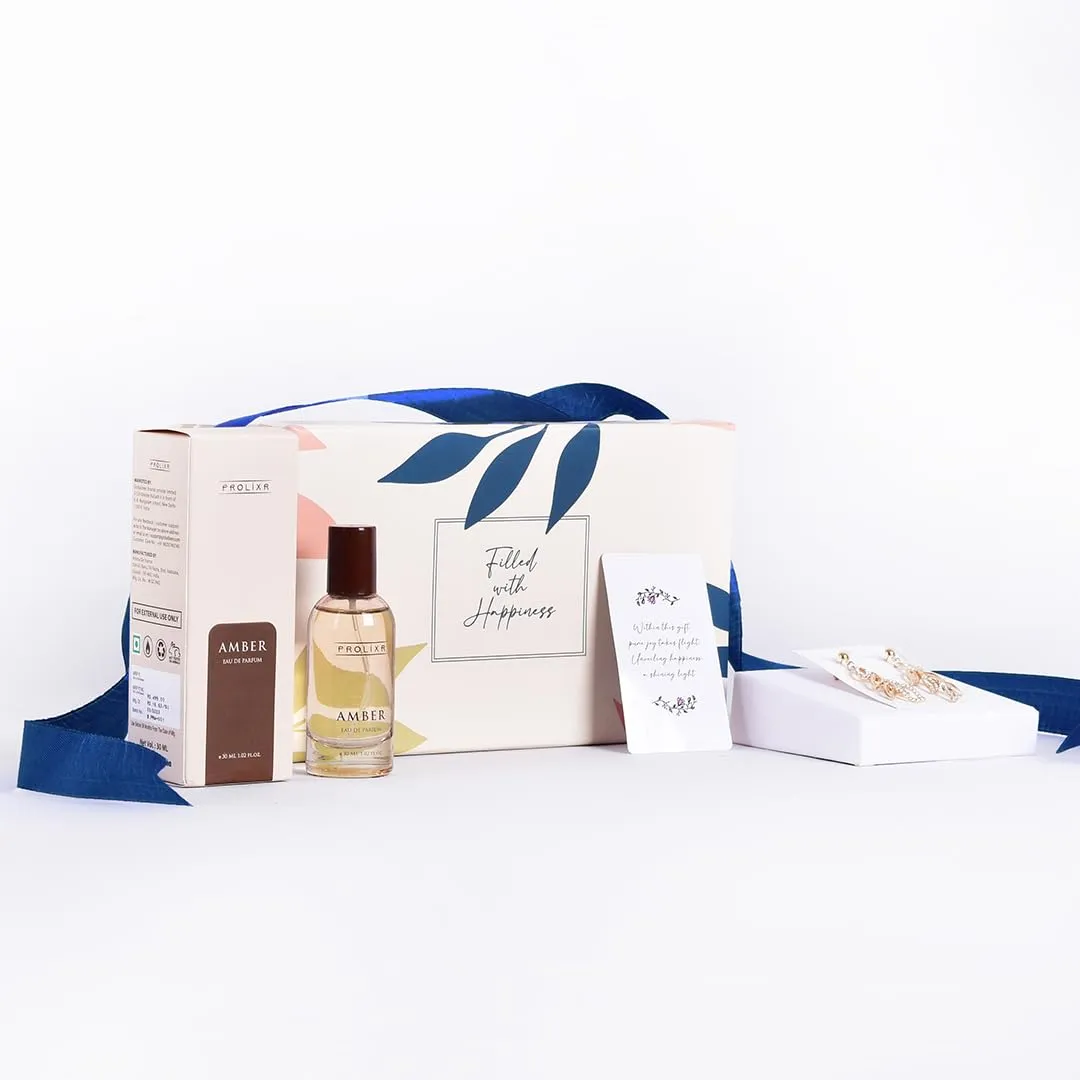 Gleevers Gift for Women | Gift Box pack of 2 with Perfume (30 ml) and Crystal Drop Earring | Birthday Gift, Anniversary Gift, Valentine Gift, Secret Santa Gifts