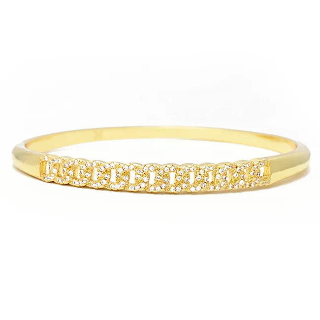 Gold Cubic Zirconia Chain Bangle Bracelet
