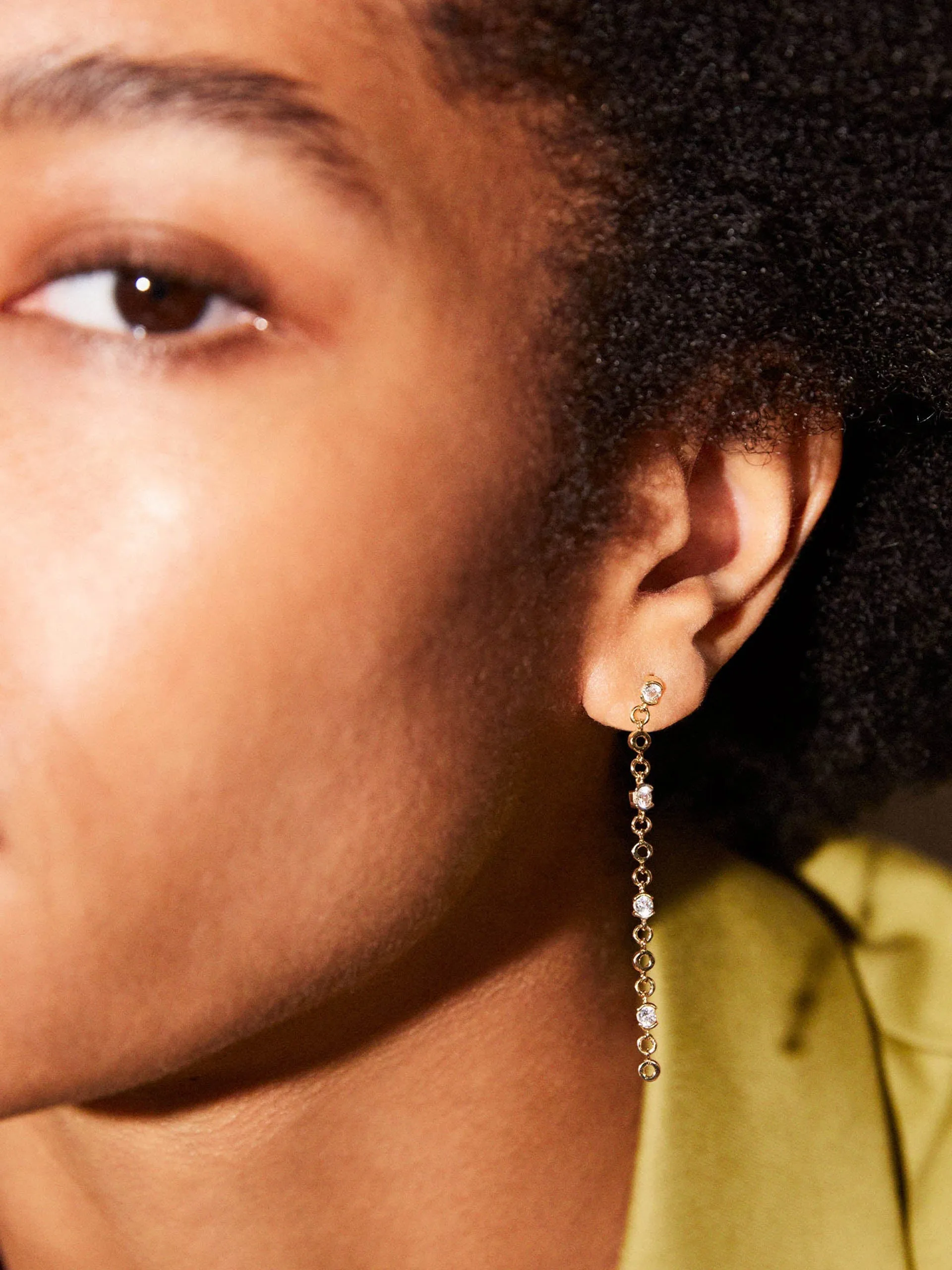 Gold Lyla drop earrings with white topaz