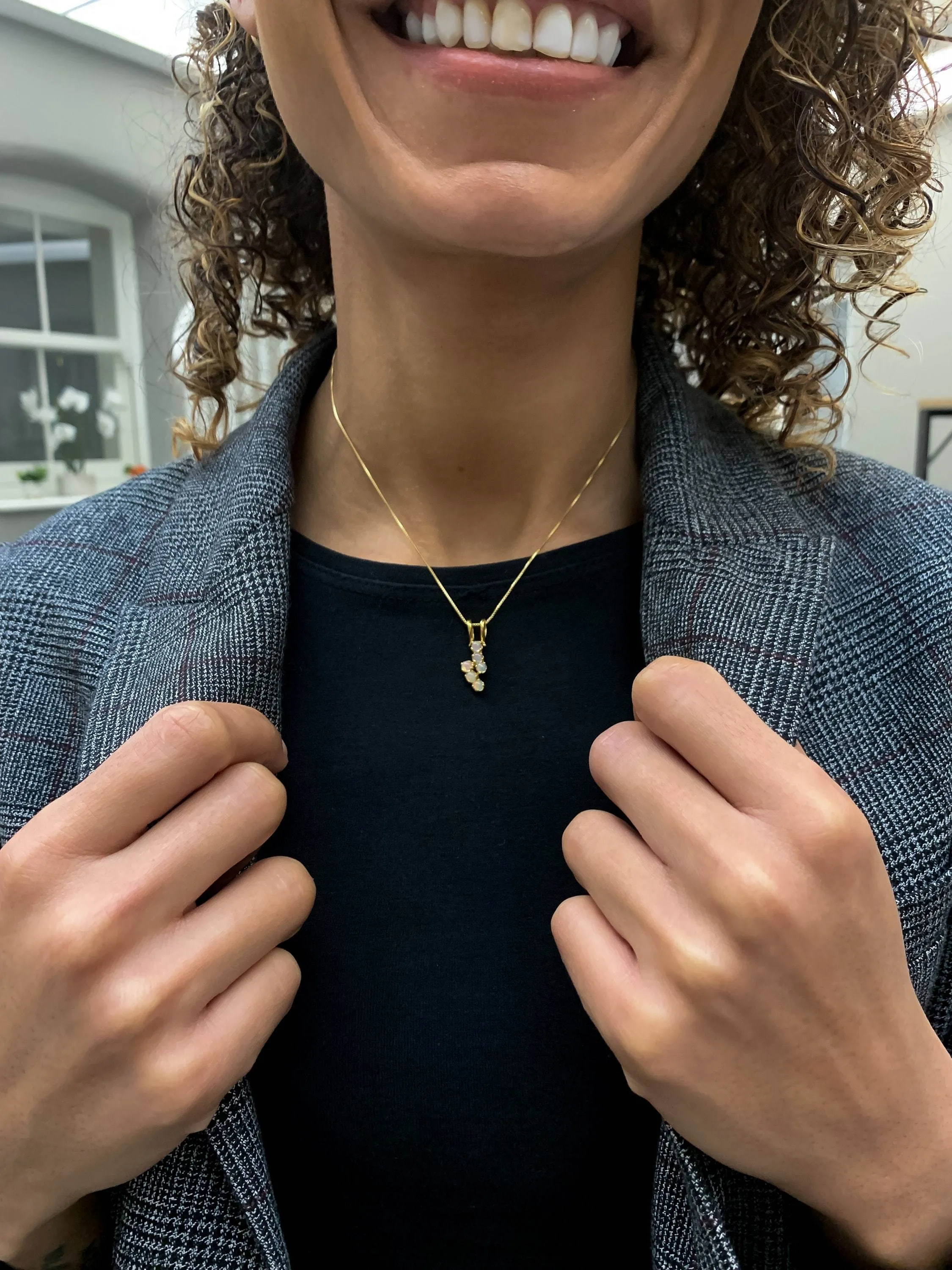 Gold Opal Pendant - Genuine Opal Necklace, October Birthstone Necklace