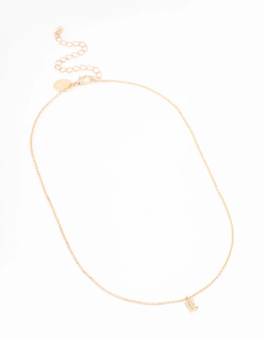 Gold Plated Cubic Zirconia Letter E Necklace