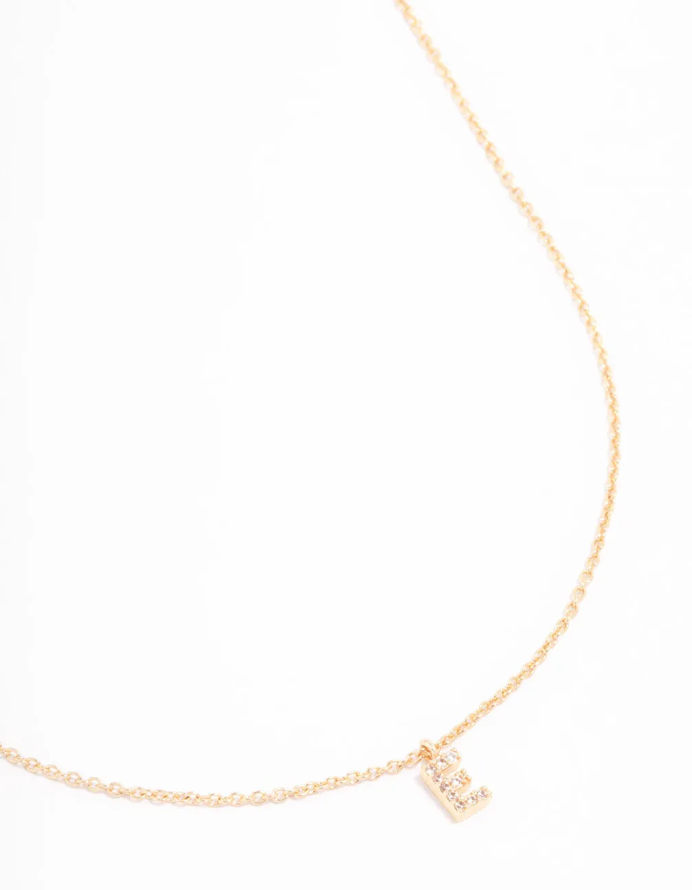 Gold Plated Cubic Zirconia Letter E Necklace