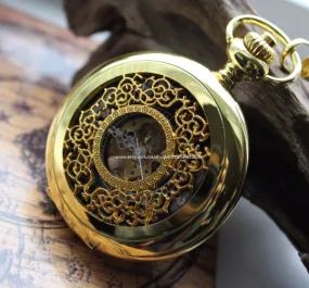 Gold Pocket Watch Personalized Mechanical pocketwatch- Gifts for Dad Father of the Bride VM014