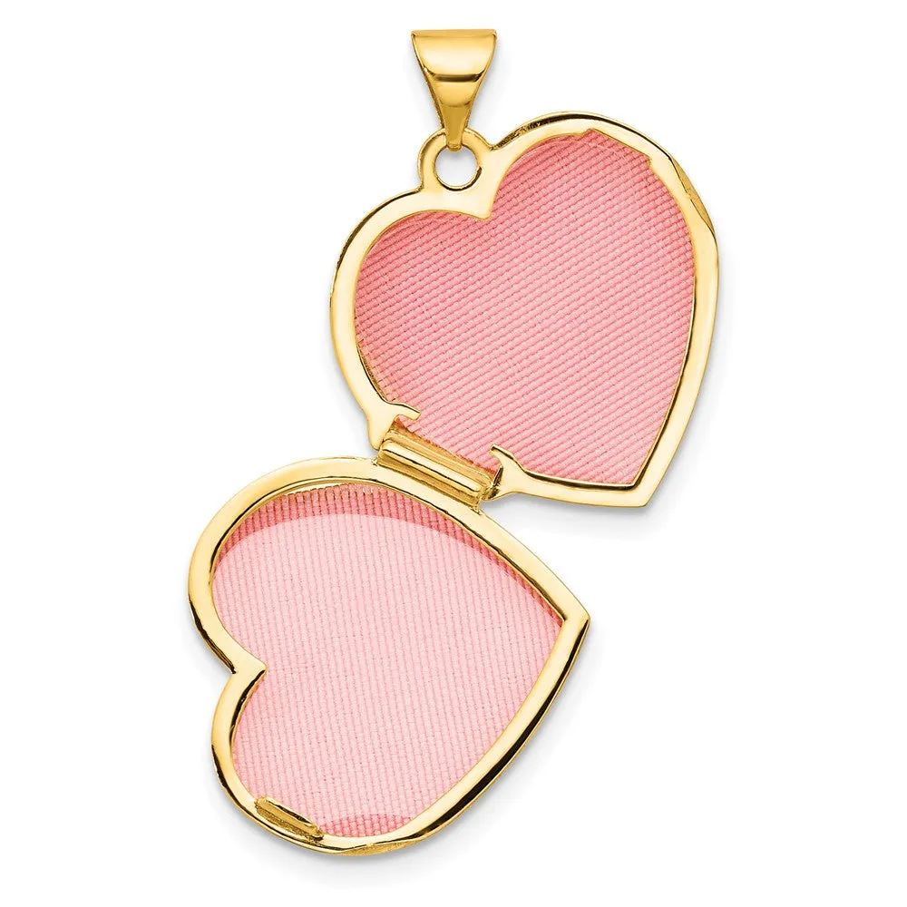Gold Polished Fancy Floral Border and Crest 18mm Heart Locket - Model XL858