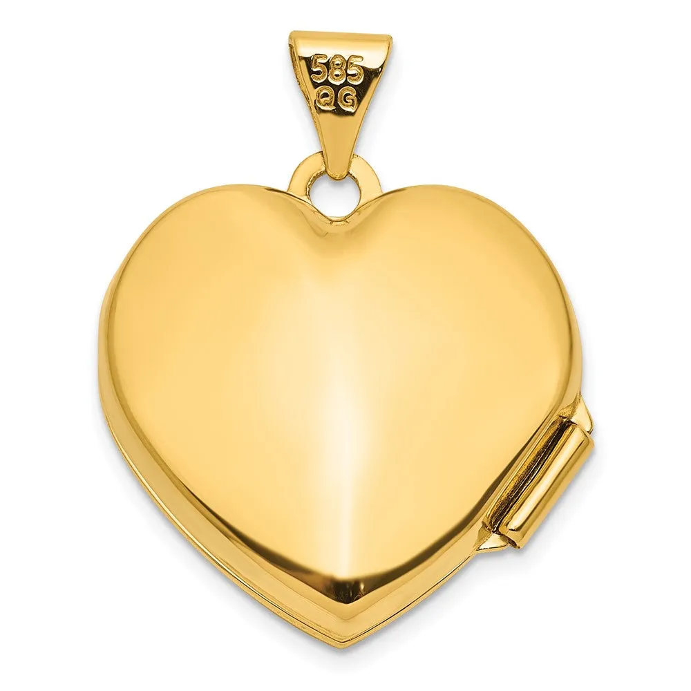 Gold Polished Fancy Floral Border and Crest 18mm Heart Locket - Model XL858