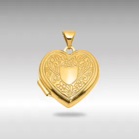 Gold Polished Fancy Floral Border and Crest 18mm Heart Locket - Model XL858