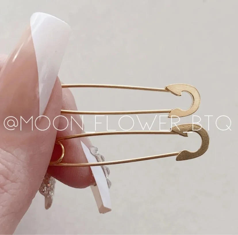 Gold Safety Pin Earrings