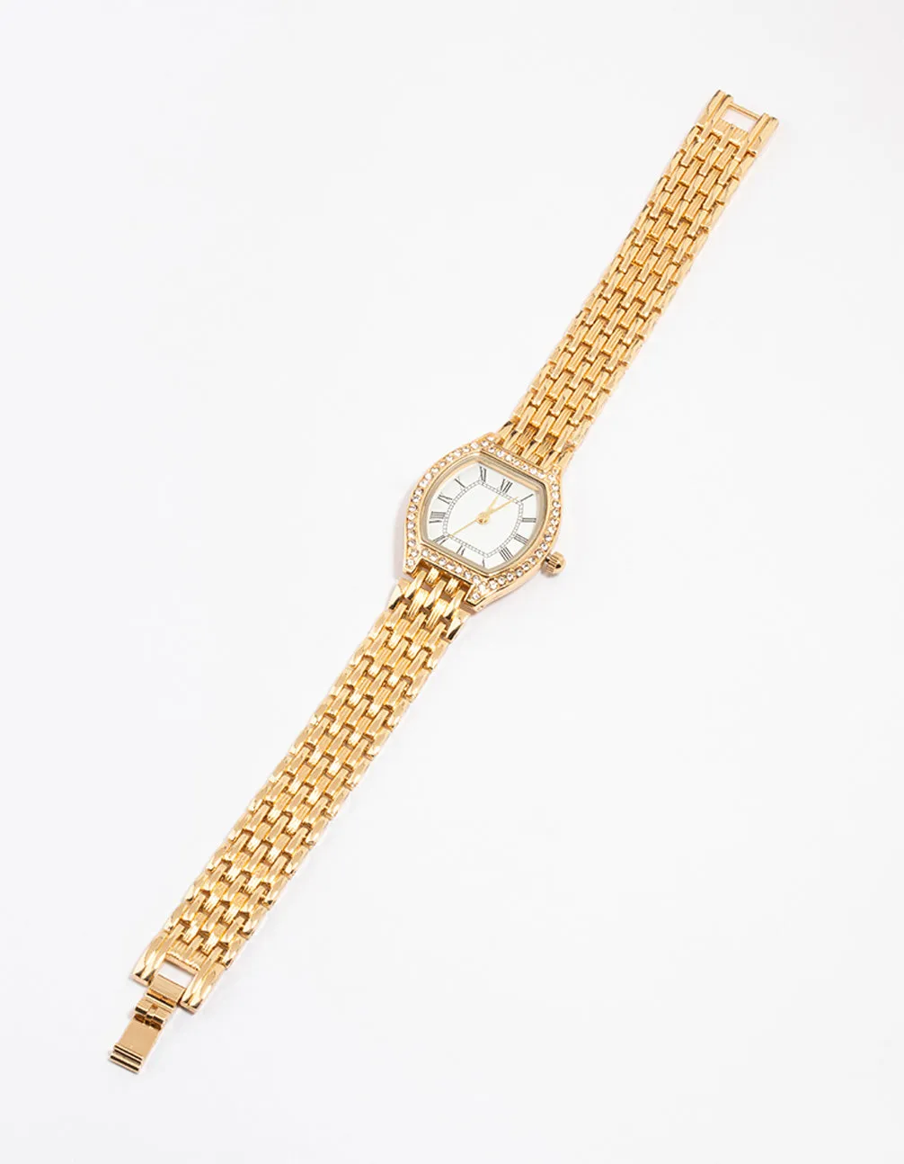 Gold Small Vintage Diamante Watch