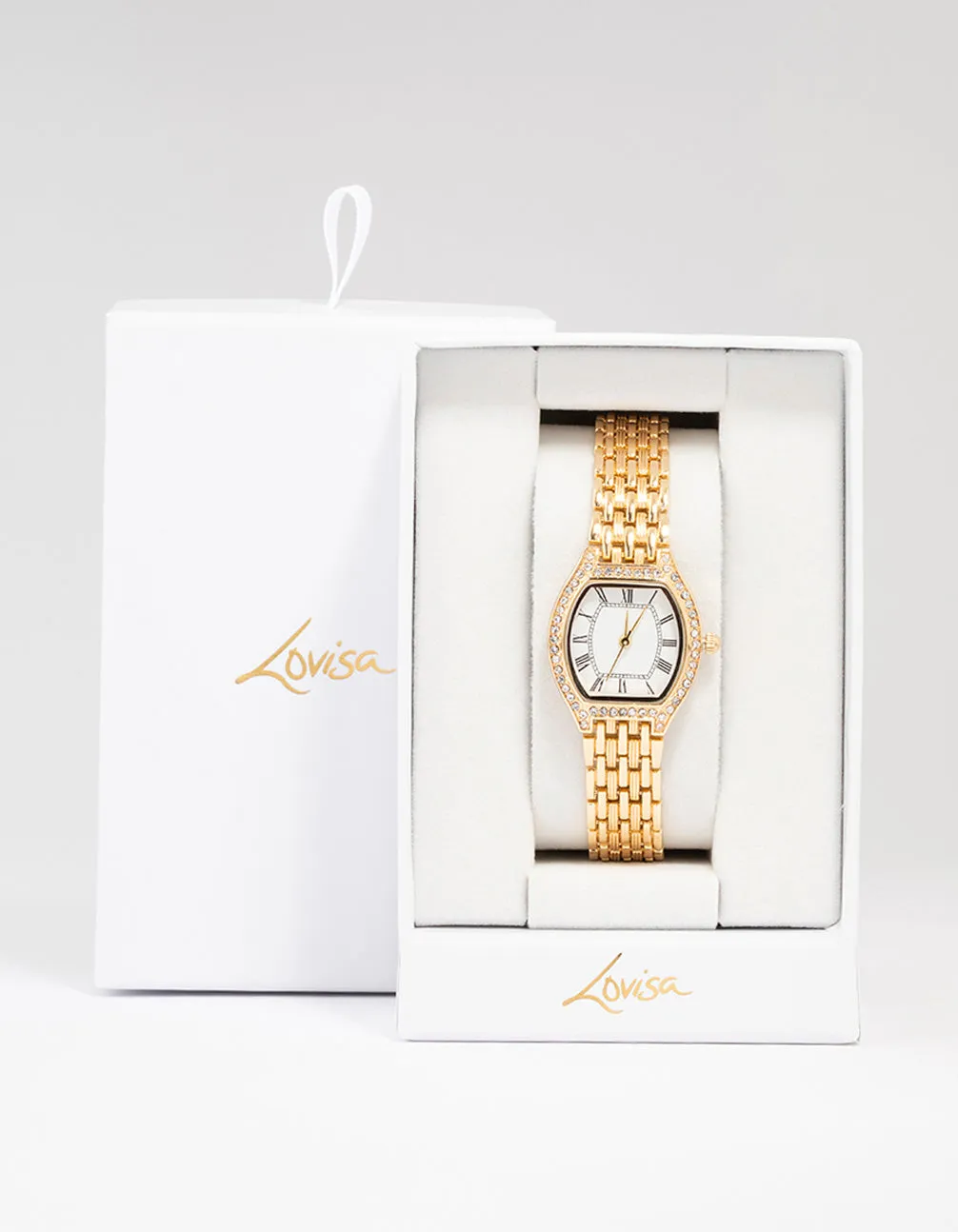 Gold Small Vintage Diamante Watch