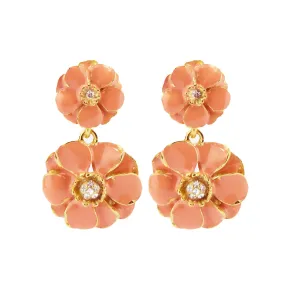 Goldtone Coral Les Roses Double Drop Earrings