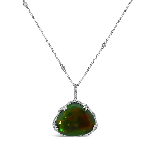 Gray Opal & Diamond Necklace