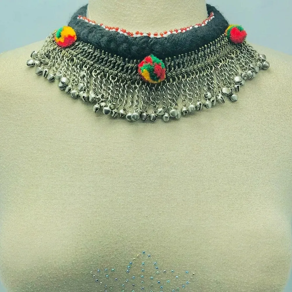 Handmade Vintage Dangling Bells Choker Necklace