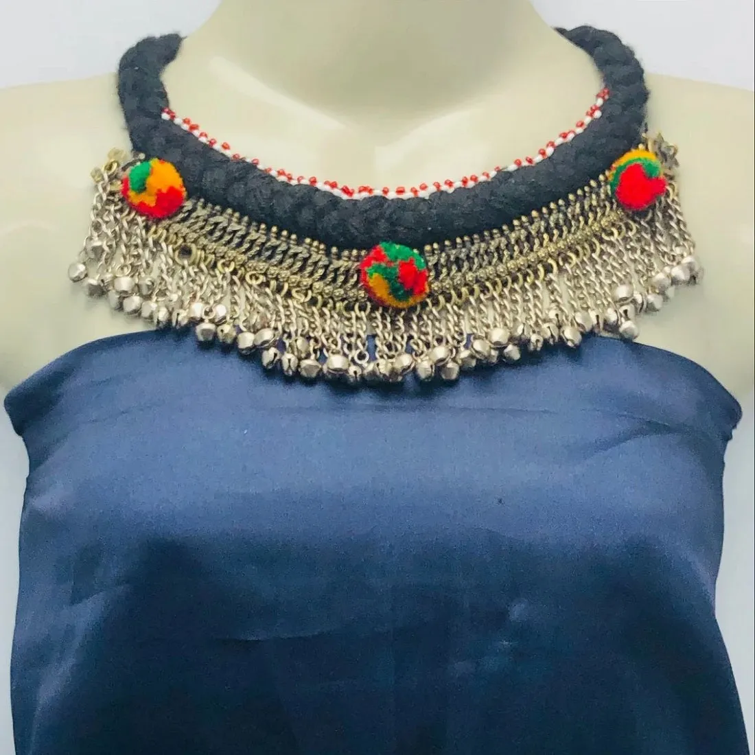 Handmade Vintage Dangling Bells Choker Necklace