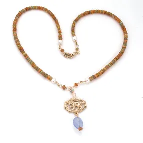 Harlequin opal 14kt  Lion Necklace