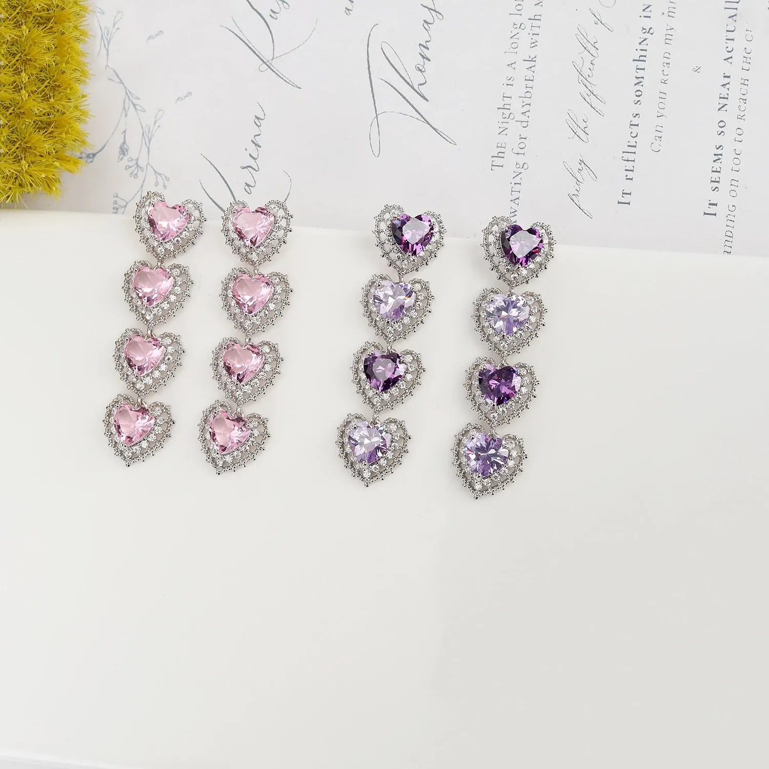 Heart Cubic Zircon Earrings, Love Crystals Earring for Bride, Women Girl Birthday Party Jewelry CE11927