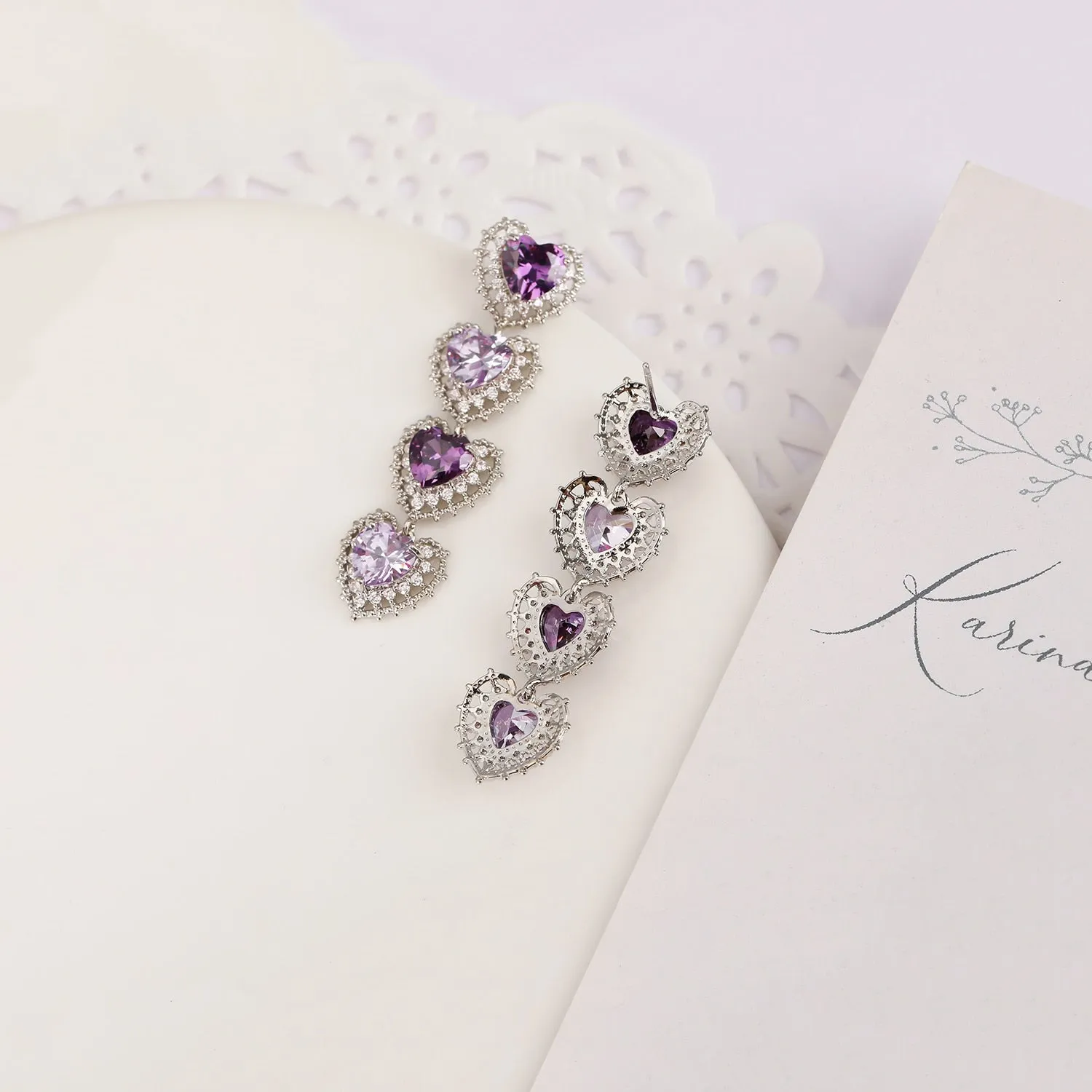 Heart Cubic Zircon Earrings, Love Crystals Earring for Bride, Women Girl Birthday Party Jewelry CE11927