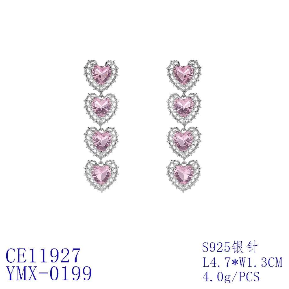Heart Cubic Zircon Earrings, Love Crystals Earring for Bride, Women Girl Birthday Party Jewelry CE11927