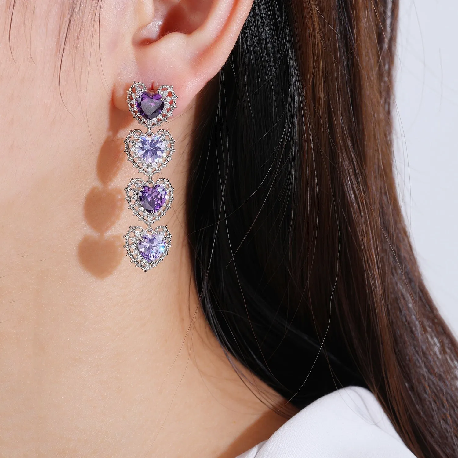 Heart Cubic Zircon Earrings, Love Crystals Earring for Bride, Women Girl Birthday Party Jewelry CE11927