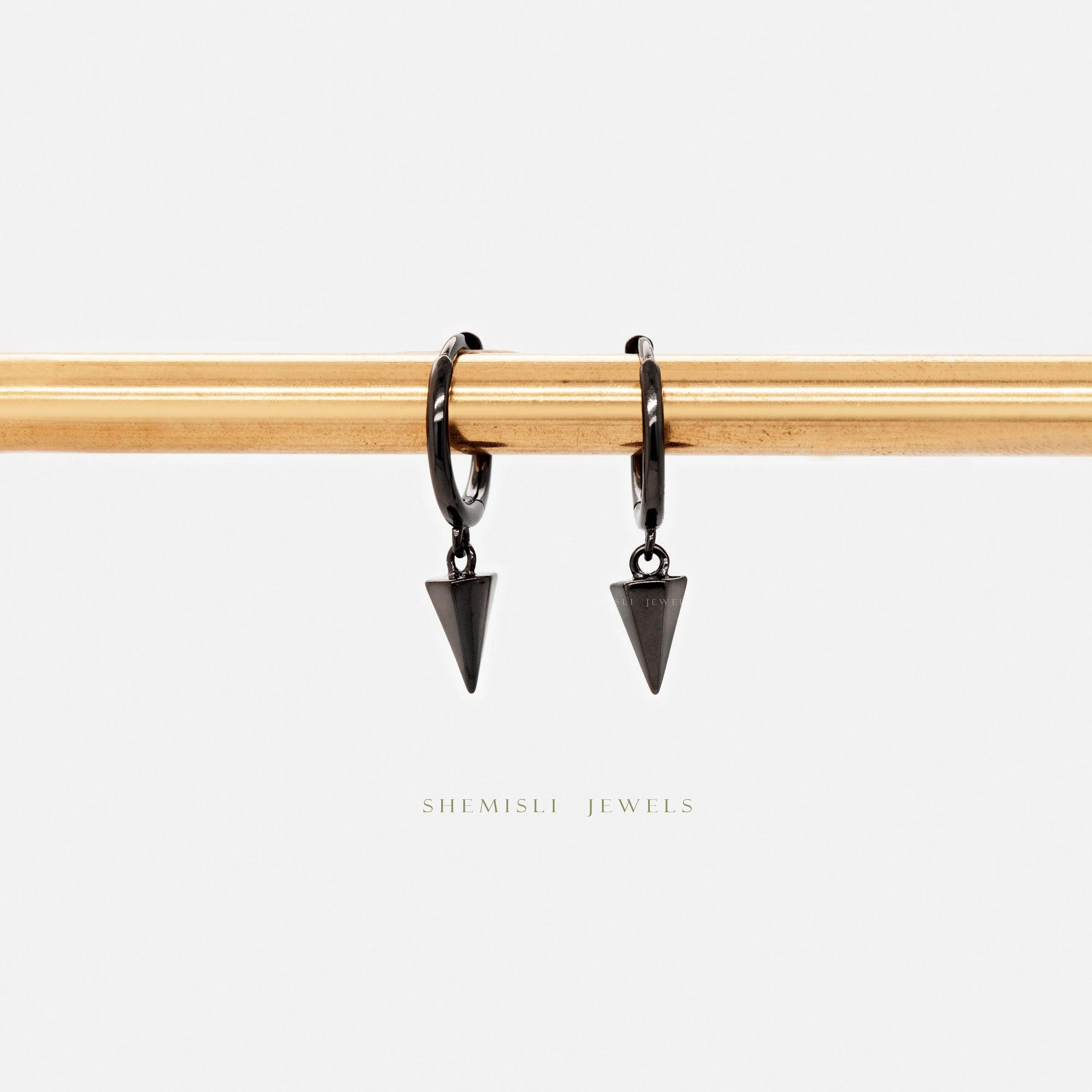 Hexagon Spike Hoops Earrings, Gold, Silver, Black SHEMISLI - SH179