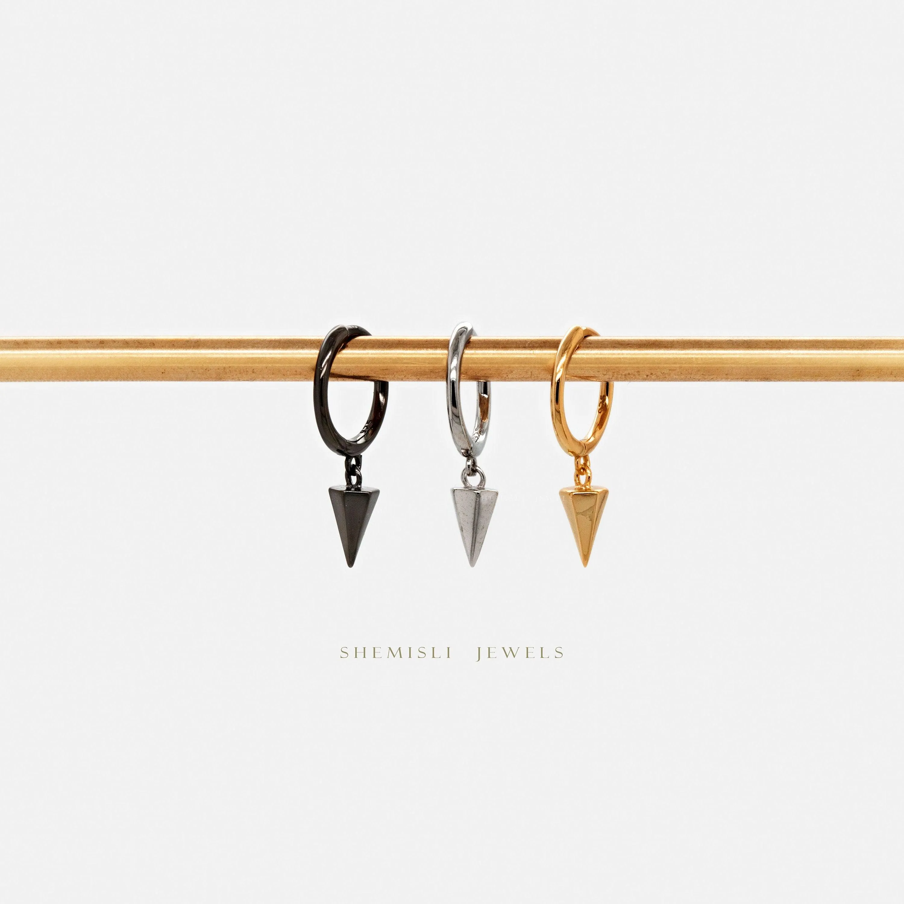 Hexagon Spike Hoops Earrings, Gold, Silver, Black SHEMISLI - SH179