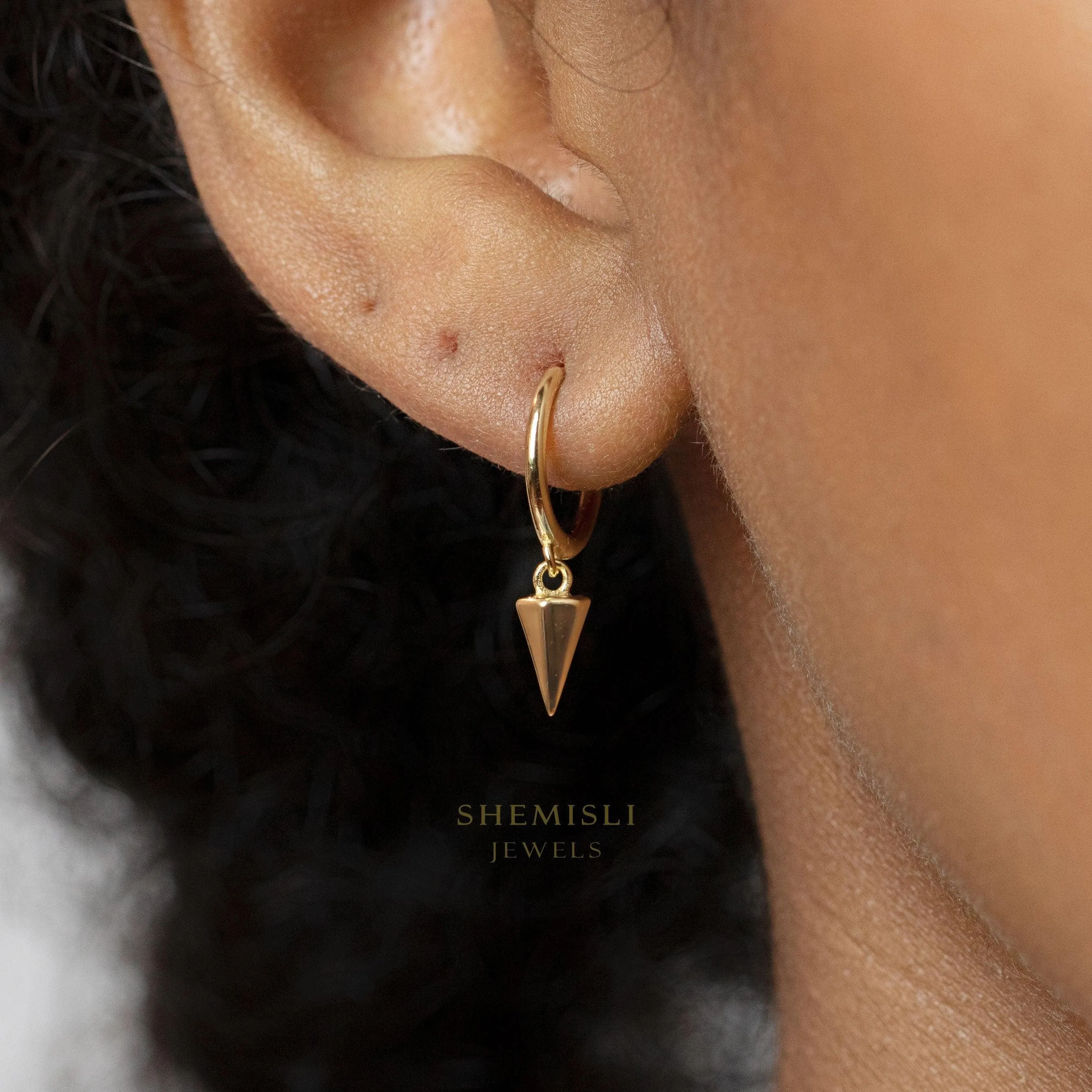 Hexagon Spike Hoops Earrings, Gold, Silver, Black SHEMISLI - SH179