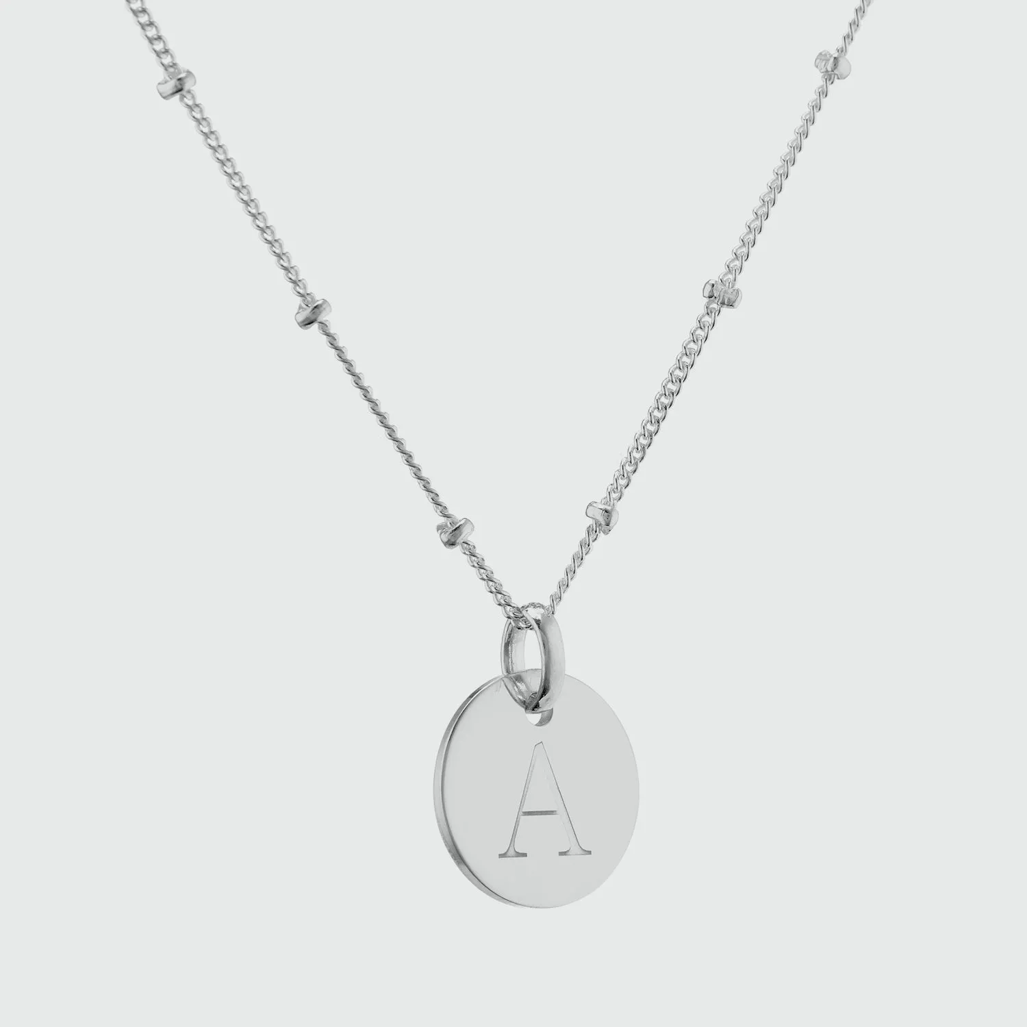 Hobury Silver Disc Engraved Initial Pendant