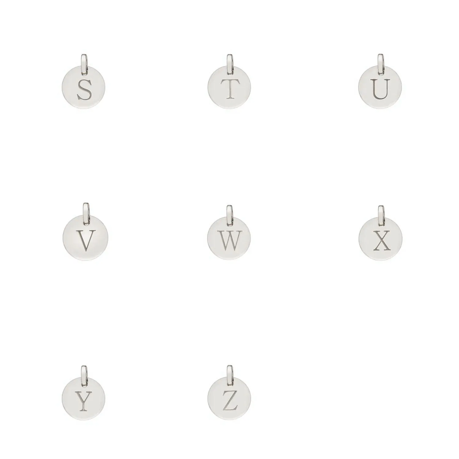 Hobury Silver Disc Engraved Initial Pendant