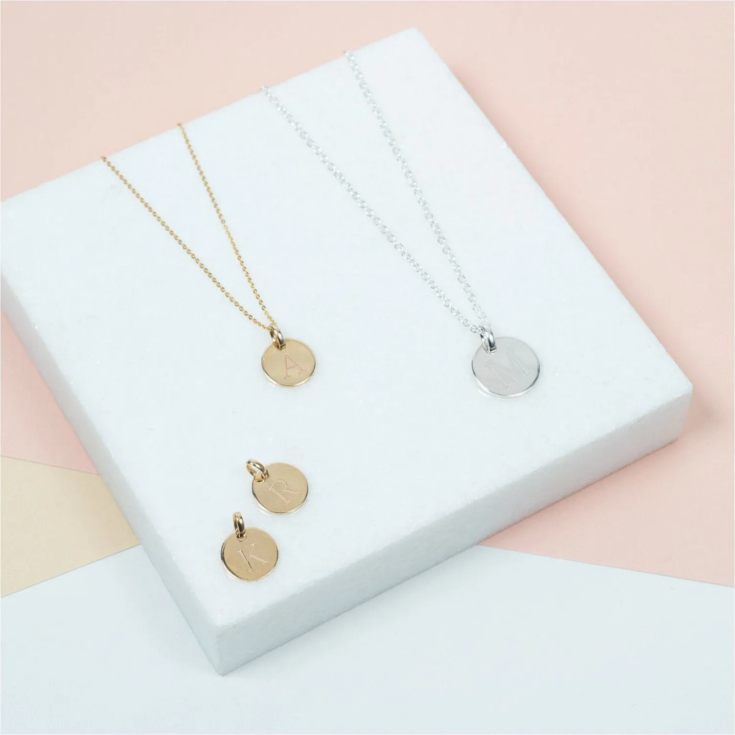Hobury Silver Disc Engraved Initial Pendant