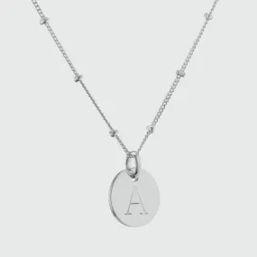 Hobury Silver Disc Engraved Initial Pendant