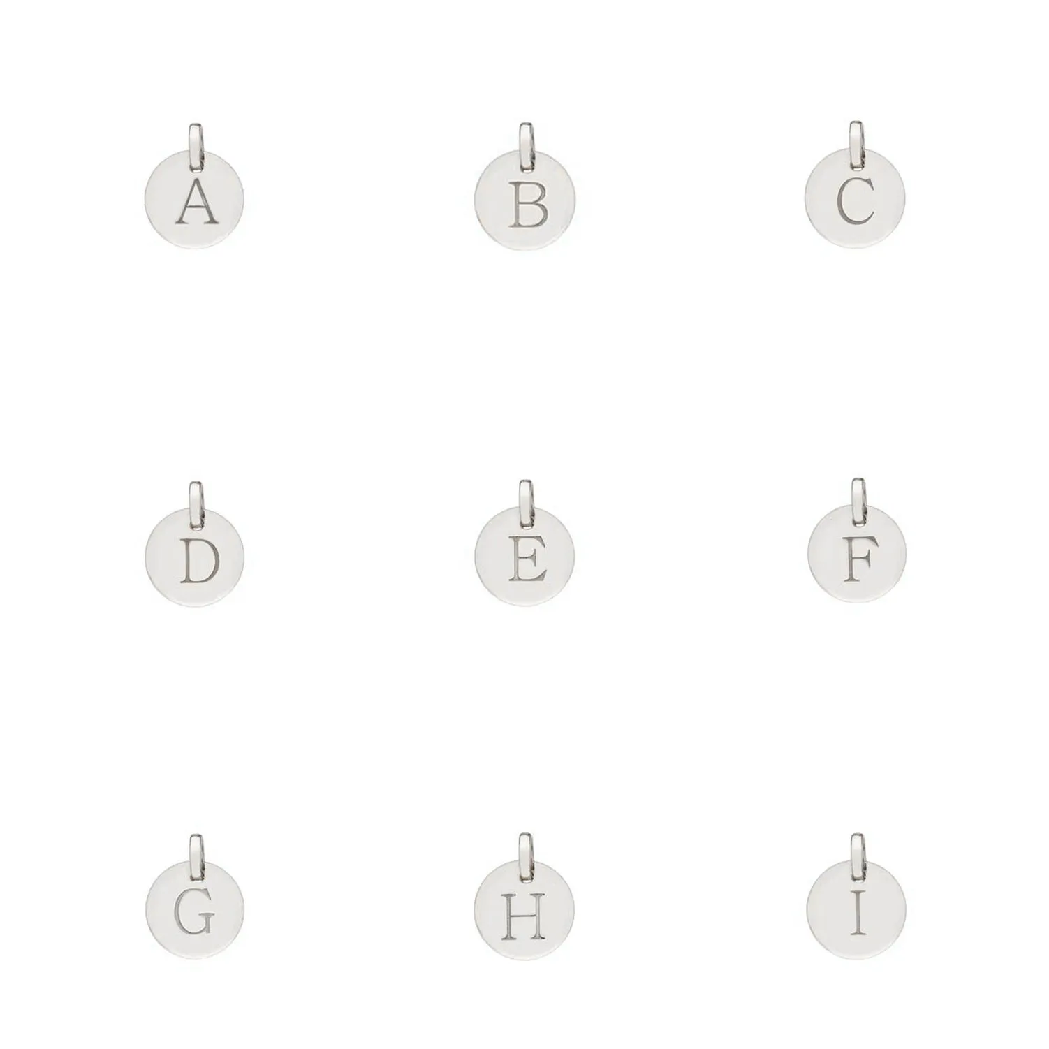 Hobury Silver Disc Engraved Initial Pendant