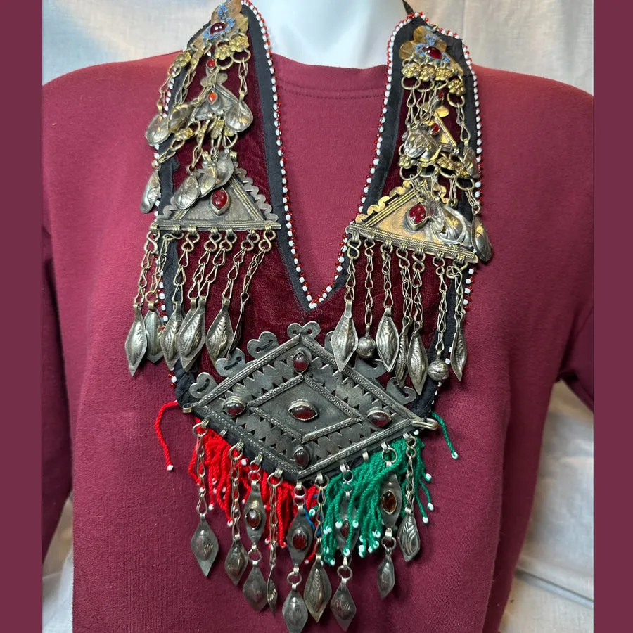 Huge Turkmen Necklace With Vintage Pieces Tassels