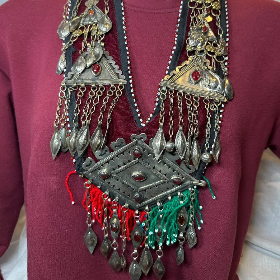 Huge Turkmen Necklace With Vintage Pieces Tassels