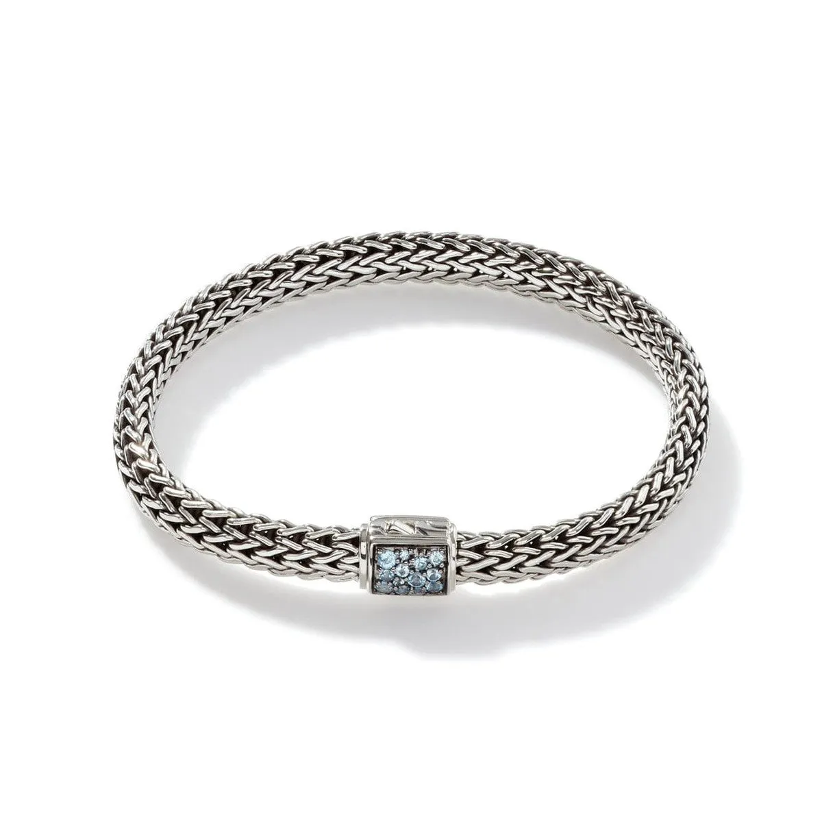 Icon Bracelet, Sterling Silver, Treated Swiss Blue Topaz Pavé, 6.5MM - BBS90422RVBLS2SBT