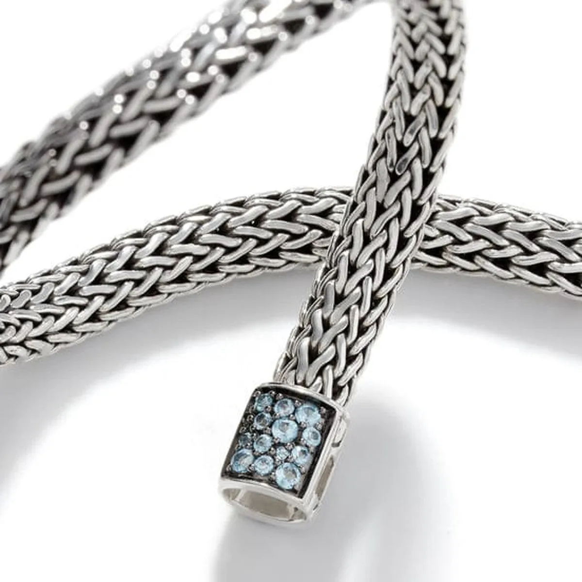 Icon Bracelet, Sterling Silver, Treated Swiss Blue Topaz Pavé, 6.5MM - BBS90422RVBLS2SBT