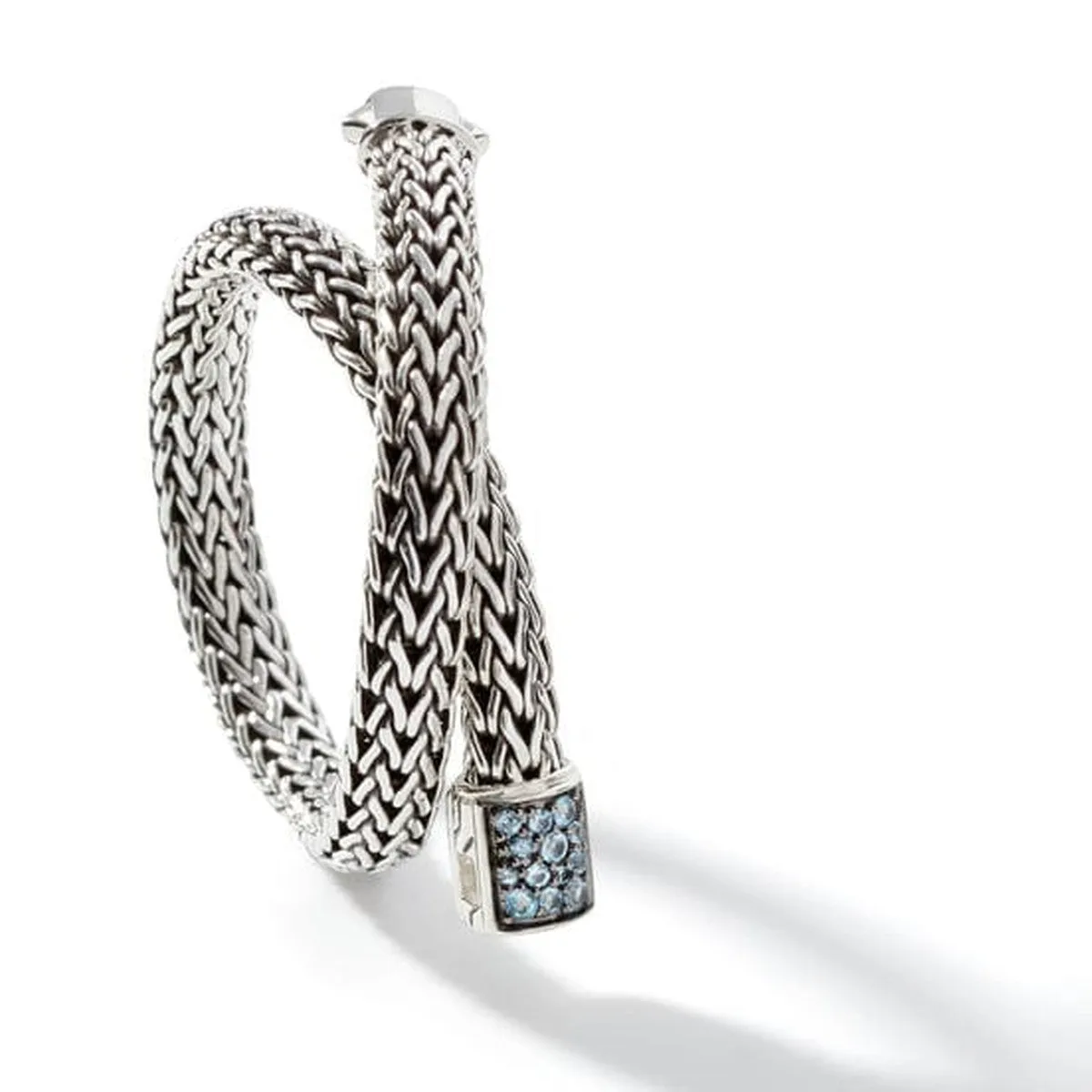 Icon Bracelet, Sterling Silver, Treated Swiss Blue Topaz Pavé, 6.5MM - BBS90422RVBLS2SBT