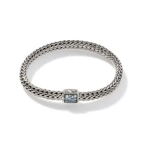 Icon Bracelet, Sterling Silver, Treated Swiss Blue Topaz Pavé, 6.5MM - BBS90422RVBLS2SBT