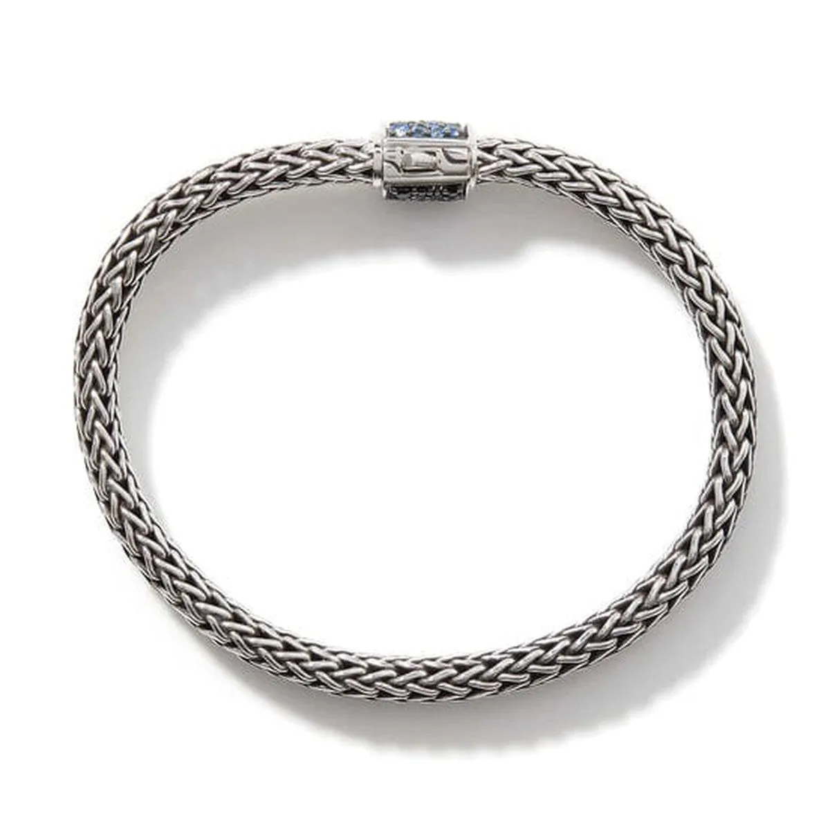 Icon Bracelet, Sterling Silver, Treated Swiss Blue Topaz Pavé, 6.5MM - BBS90422RVBLS2SBT