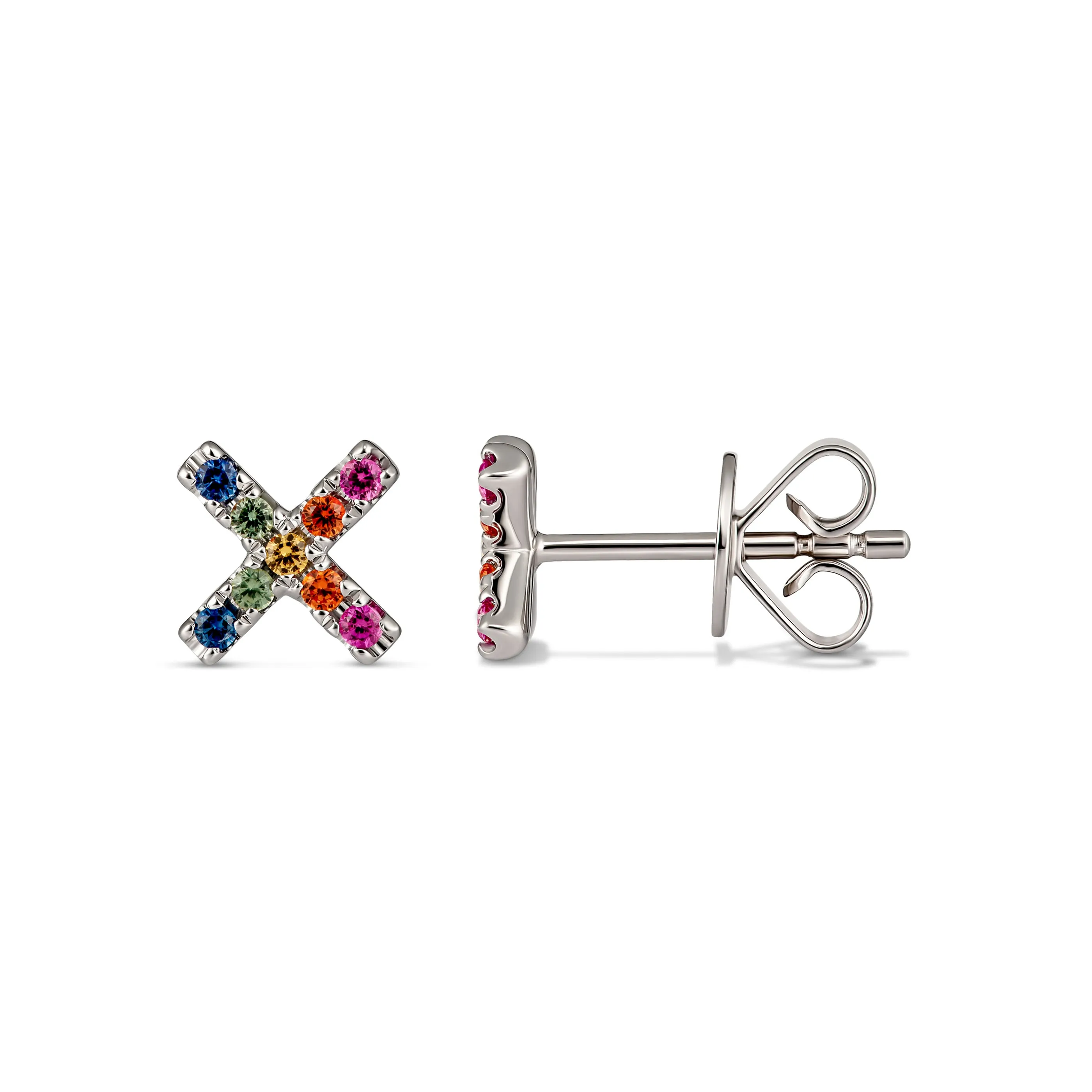 Icon Kiss Rainbow Sapphire Earrings | Yellow Gold