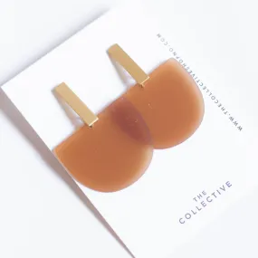 Iris Amber Acetate w/Matte Gold Bar Studs Earrings
