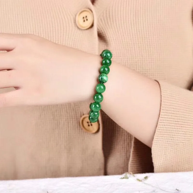 Jade Bracelet, Green Jade Beaded Gemstone Bracelet, Healing Bracelet, Stretch Natural Stone Bracelet, Gift For Her, Girlfriend Wife Mom