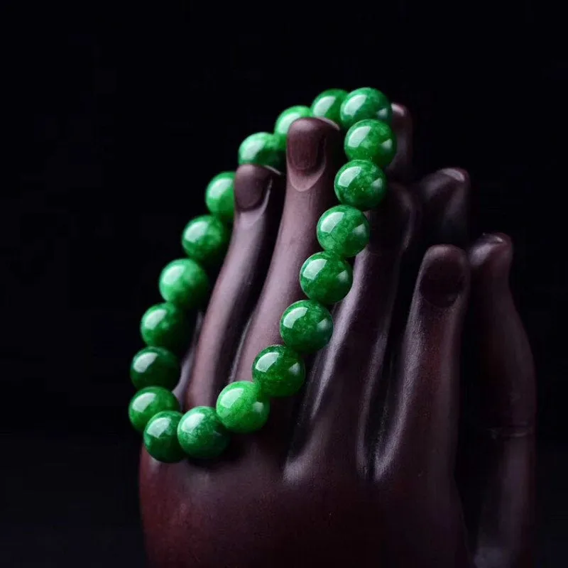 Jade Bracelet, Green Jade Beaded Gemstone Bracelet, Healing Bracelet, Stretch Natural Stone Bracelet, Gift For Her, Girlfriend Wife Mom